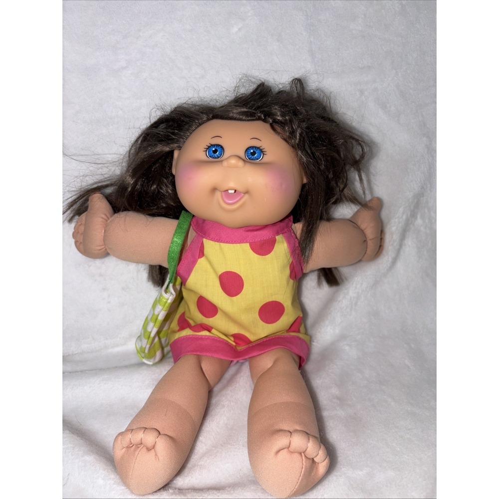 2011 Cabbage Patch Kids 14" Summertime Girl Doll Polka Dot Dress Matching Bag